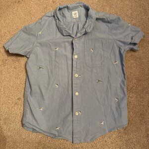 Gap Kids small 6/7 boys button down blue sharks short sleeve